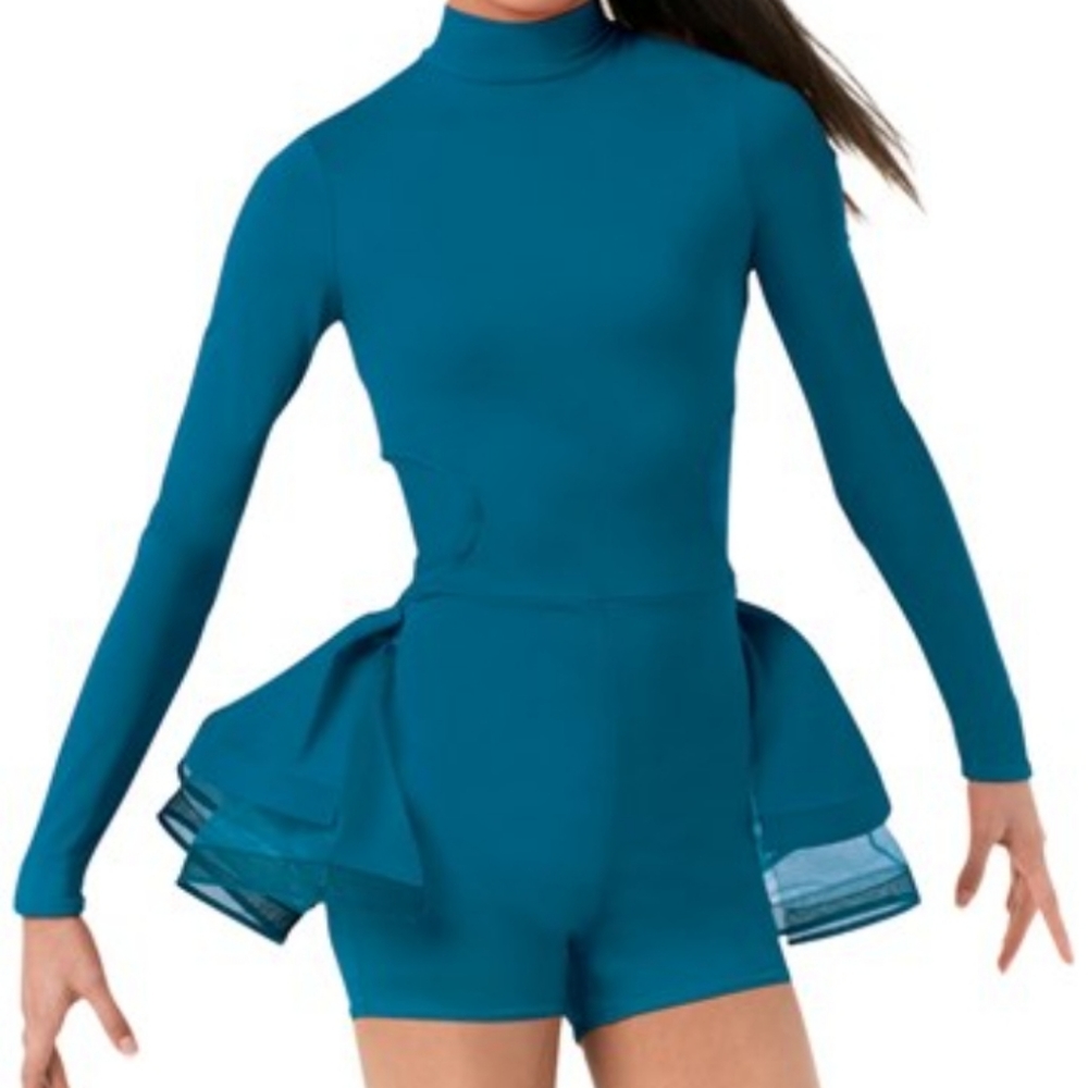 Tricot Bustle Long Sleeve Biketard, Size Child Large